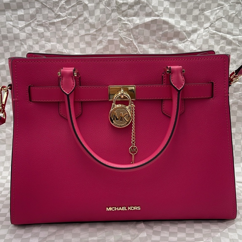 Michael Kors Hamilton Medium Leather Satchel
Electric Pink 
NWT